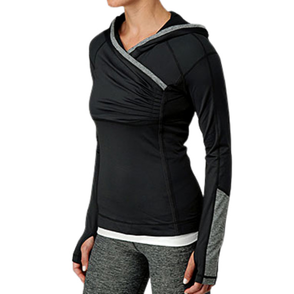 lululemon athletica Tops - Lululemon Hoodie Womens Size 8 Black Gray Run for Your Life Cross Train Pullover